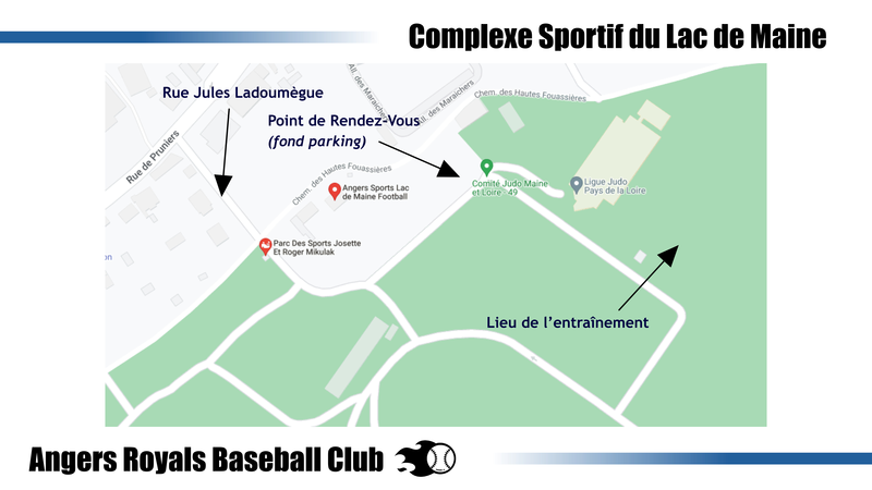 Lieu des entrainements de Baseball / Complexe Sportif du Lac de Maine à Angers